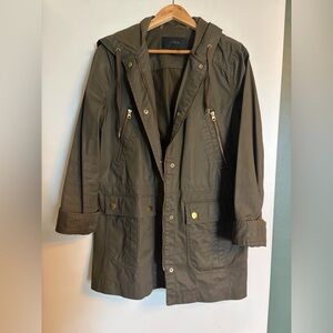 J. Crew Waxed Olive Hooded Jacket